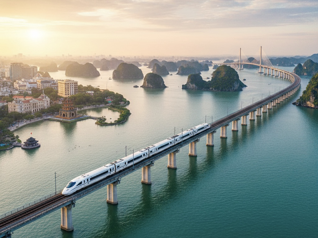 Tuyến đường sắt cao tốc chạy qua 4 tỉnh, thành phố: Hà Nội, Bắc Ninh, Hải Phòng và Quảng Ninh, tốc độ thiết kế tối đa 350 km/h